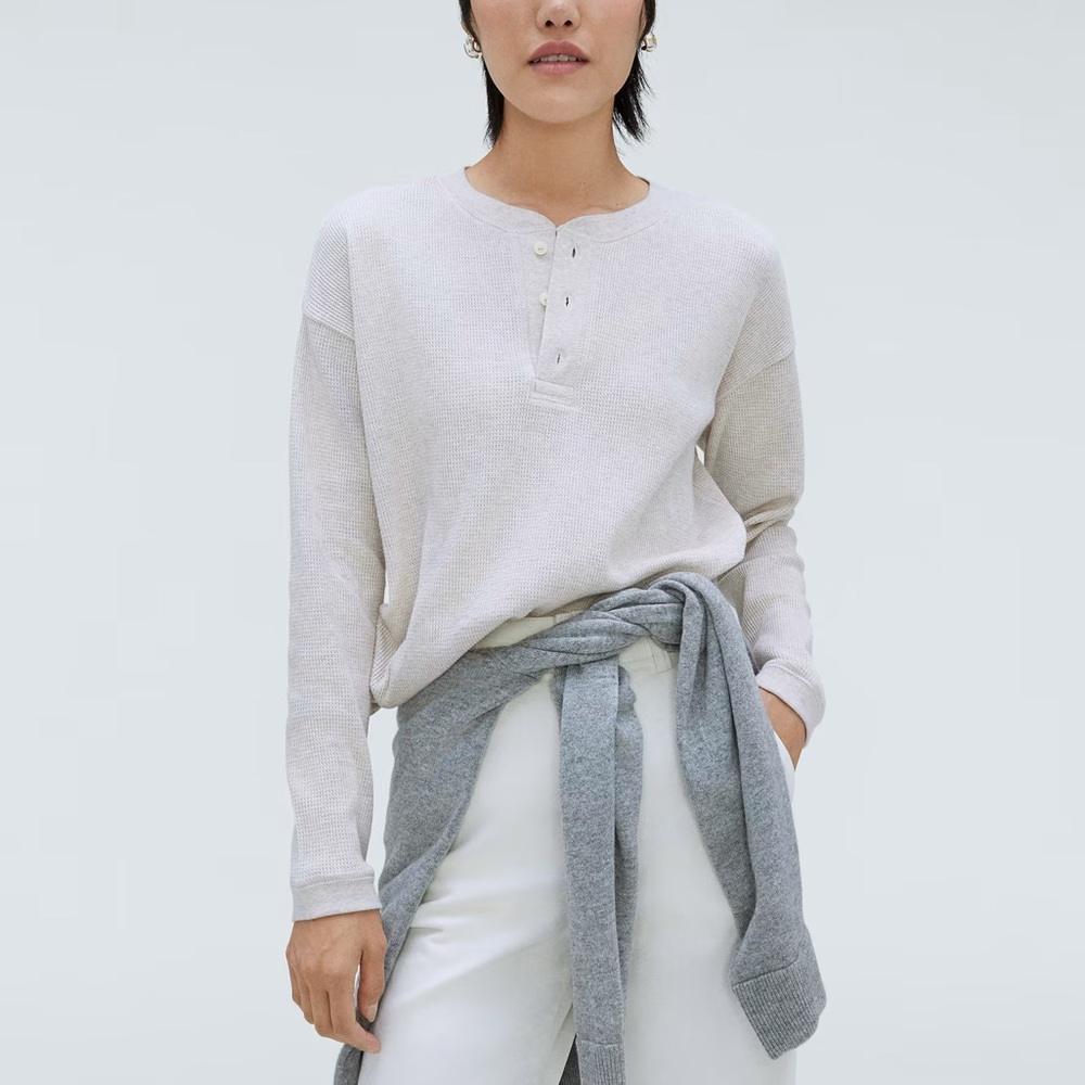 Everlane Organic Cotton Waffle Henley Top